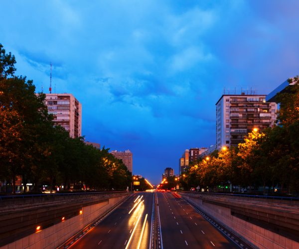 Paseo de la Castellana - most important street at Chamartin district. Madrid, Spain
